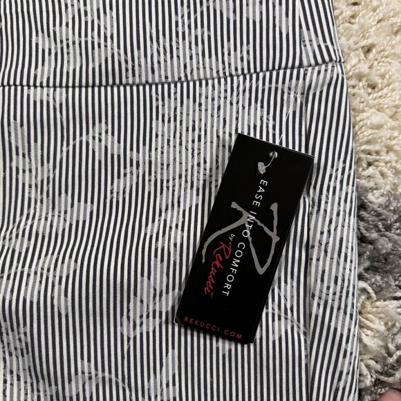 Rekucci Ease Into Comfort Capri Pants Black White Stripe Sz‎ 14 NWT - Picture 2 of 7